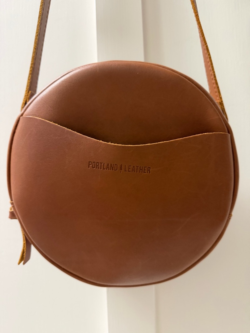 Portland Leather Honey Round Crossbody Bag